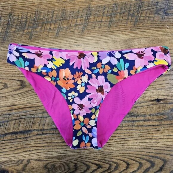 Cupshe Vibrant Alegria Reversible Blue and Pink Bikini Bottoms Women's Small NWT - Picture 1 of 4